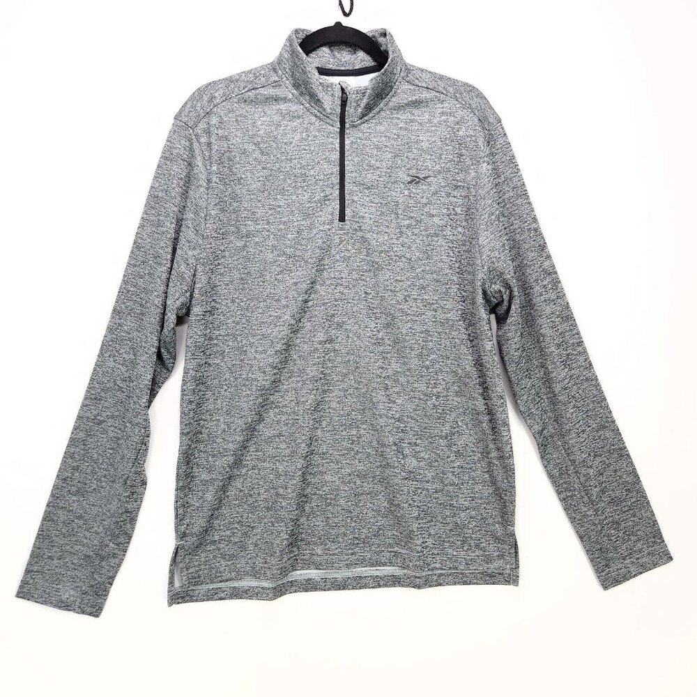 Reebok Men’s Large Long Sleeve Pullover Quarter Zip Training Sweatshirt Gray